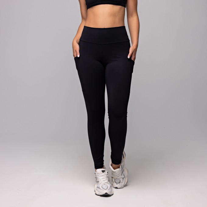Calça Legging Compression com Bolso Preta