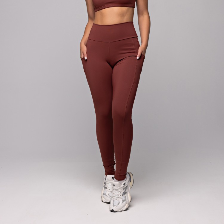 Calça Legging Compression com Bolso Marrom