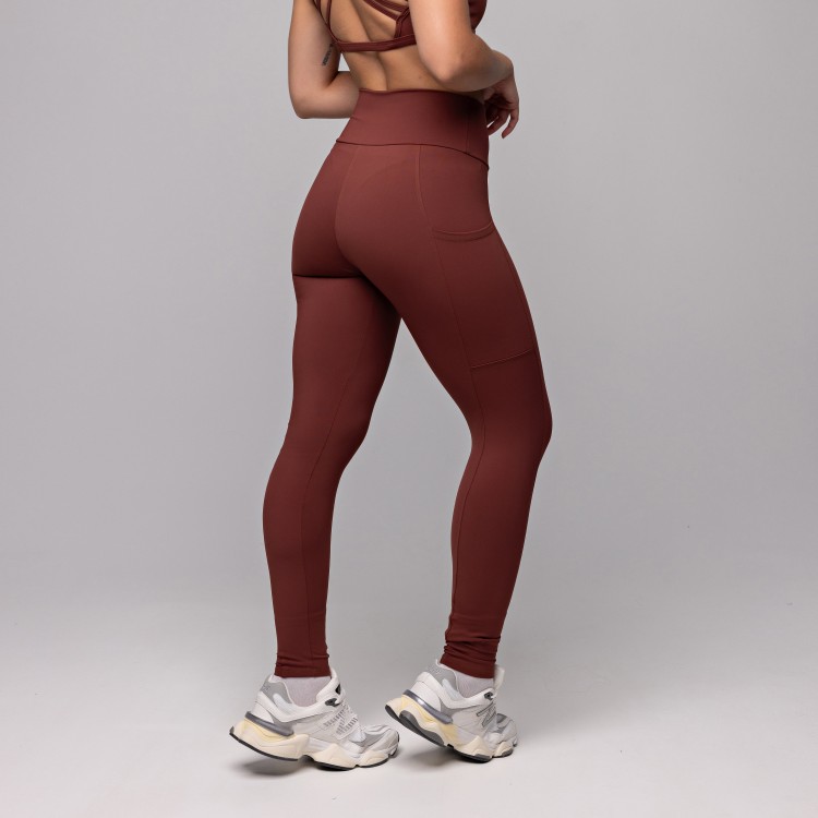 Calça Legging Compression com Bolso Marrom
