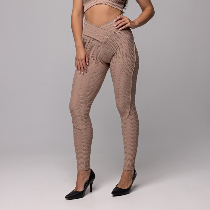 Legging Power Mode Cós Cruzado Bege