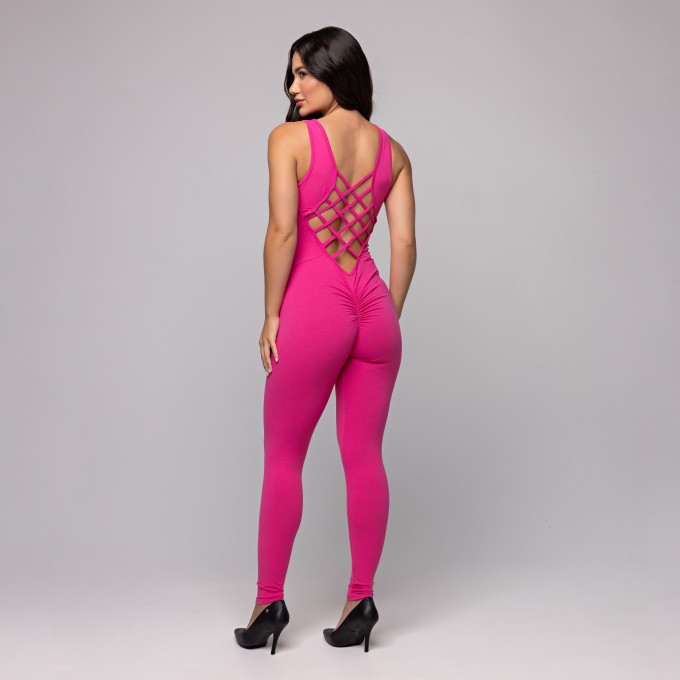 Macacão Confort Entrelaçado Rosa Choque