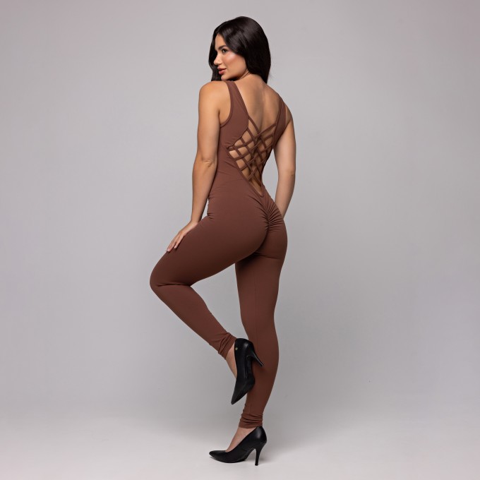 Macacão Confort Entrelaçado Marrom