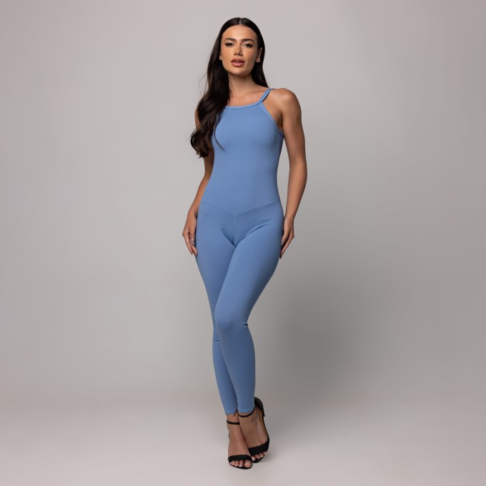 Macacão Compression Azul Porcelana