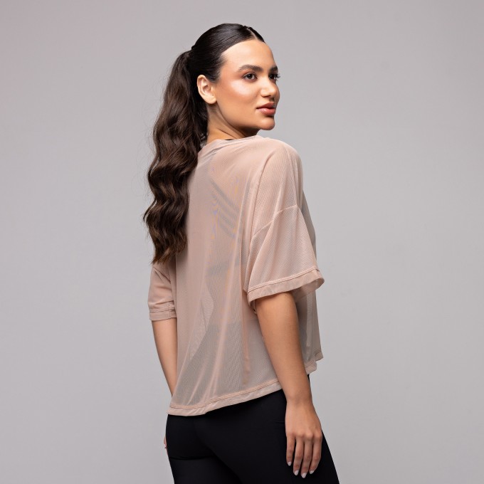 Blusa Tule Curta Bege