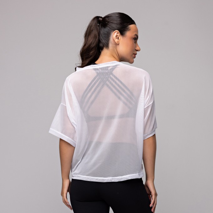 Blusa Tule Curta Branca