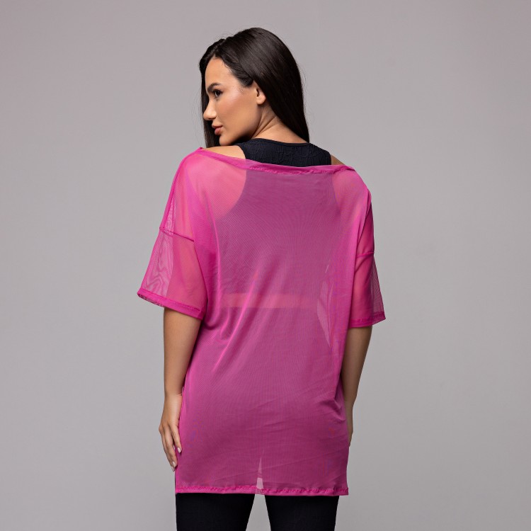 Blusa Tule Longa Rosa Magenta