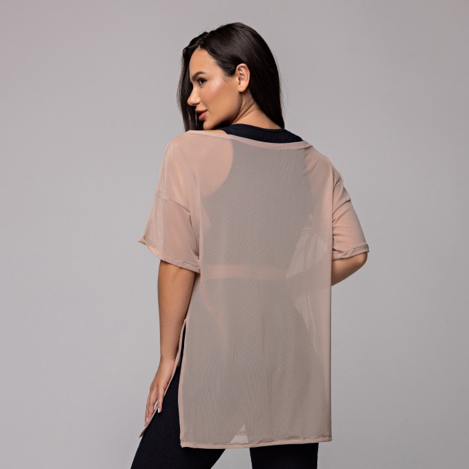 Blusa Tule Longa Bege