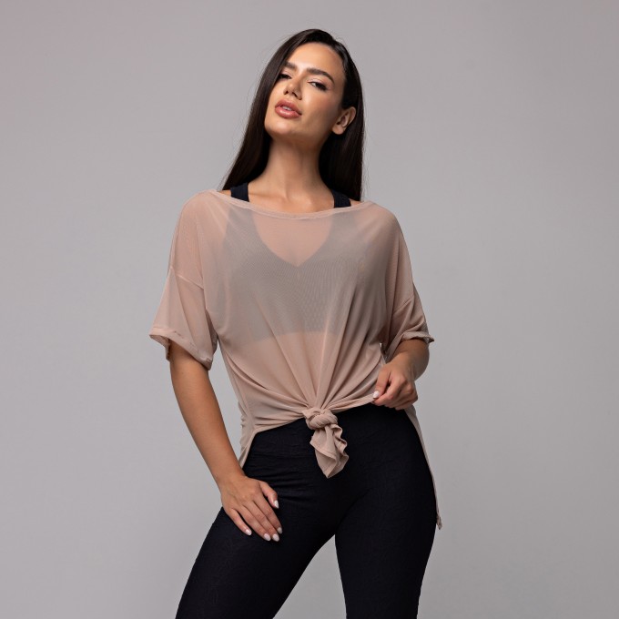 Blusa Tule Longa Bege