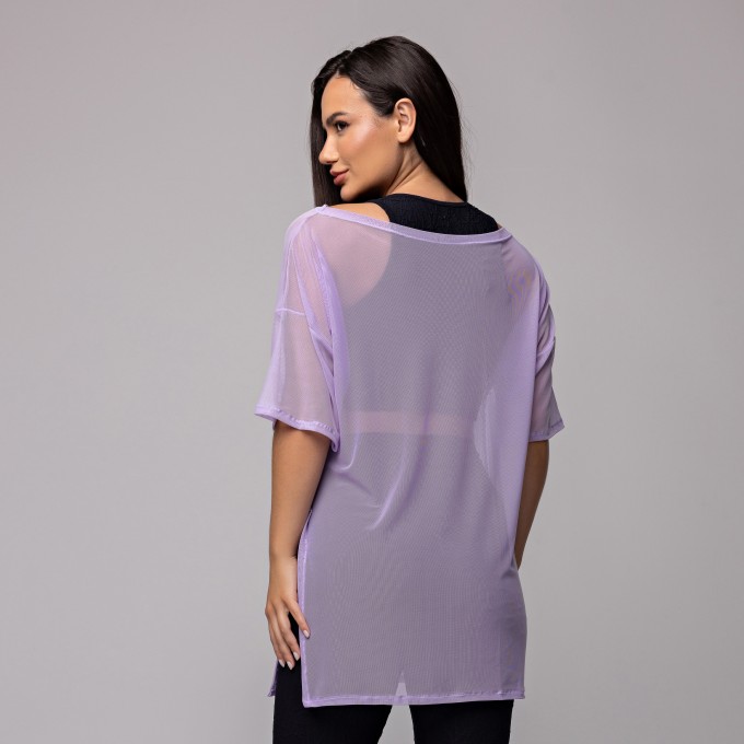 Blusa Tule Longa Lilás