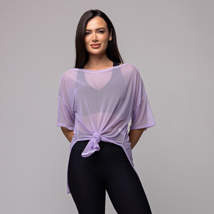 Blusa Tule Longa Lilás