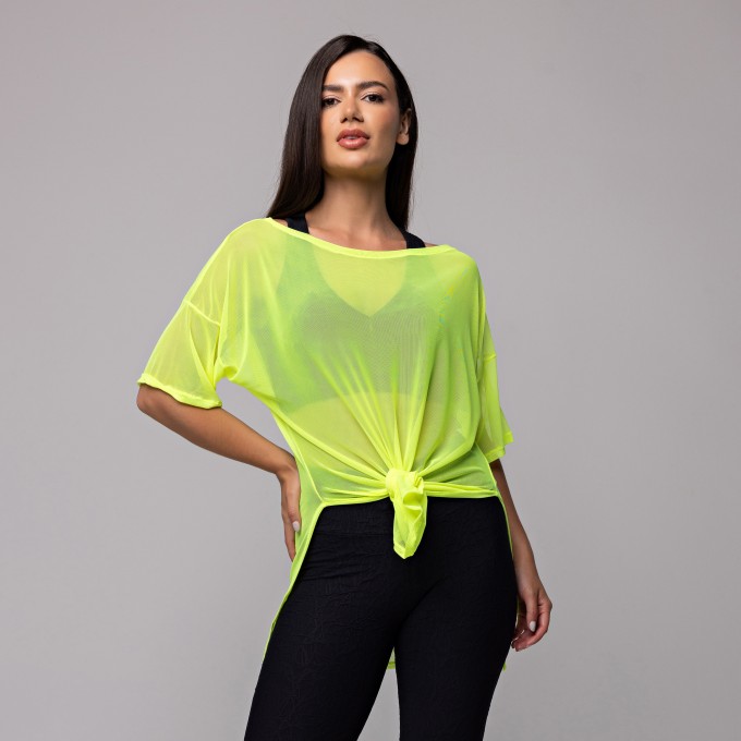 Blusa Tule Longa Amarelo Neon