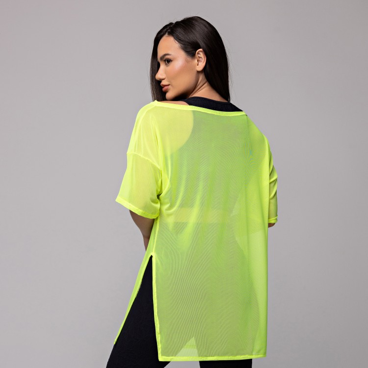 Blusa Tule Longa Amarelo Neon