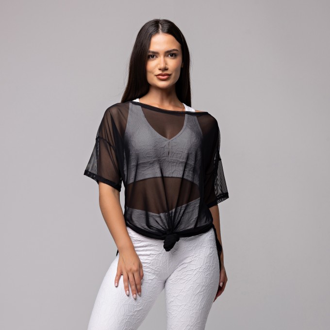 Blusa Tule Longa Preto