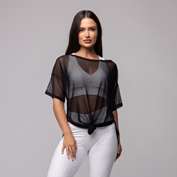 Blusa Tule Longa Preto