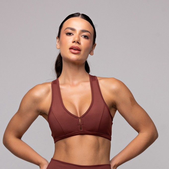 Top Compression Nadador Marrom