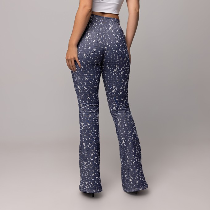 Legging Flare Fake Jeans Azul