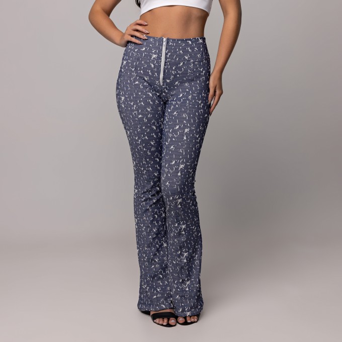 Legging Flare Fake Jeans Azul