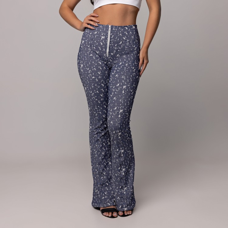 Legging Flare Fake Jeans Azul