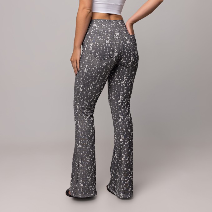 Legging Flare Fake Jeans Preto