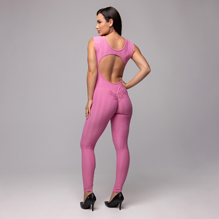 Macacão Power Mode Sculpter Rosa Chiclete