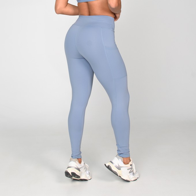 Calça Legging Compression com Bolso Azul Porcelana