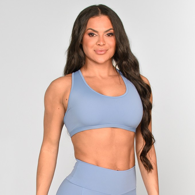 Top Compression Entrelaçado Azul Porcelana