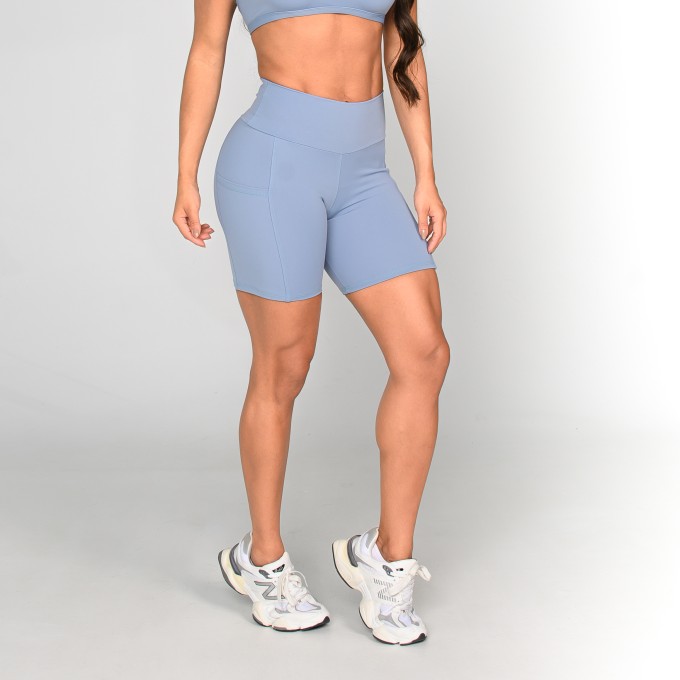 Short Compression com Bolso Azul Porcelana