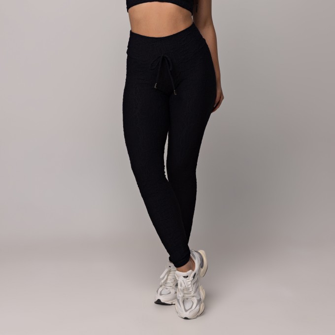 Calça Legging Texturizada Jacquard Preto