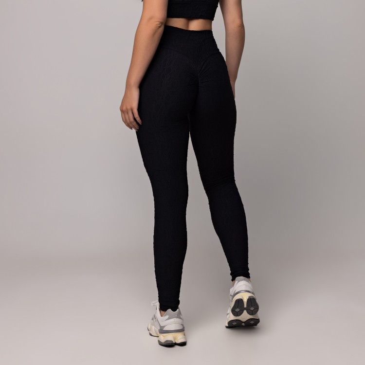 Calça Legging Texturizada Jacquard Preto