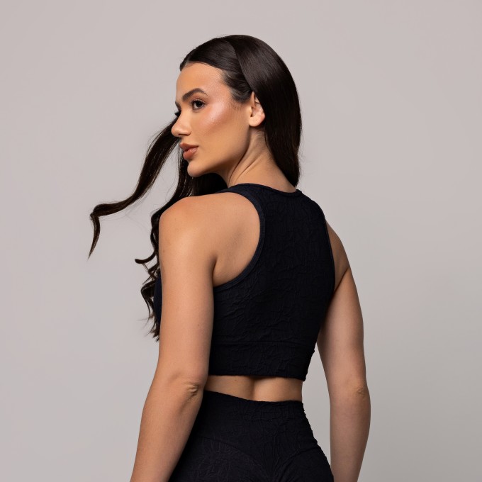 Top Texturizado Jacquard Preto