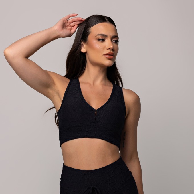 Top Texturizado Jacquard Preto