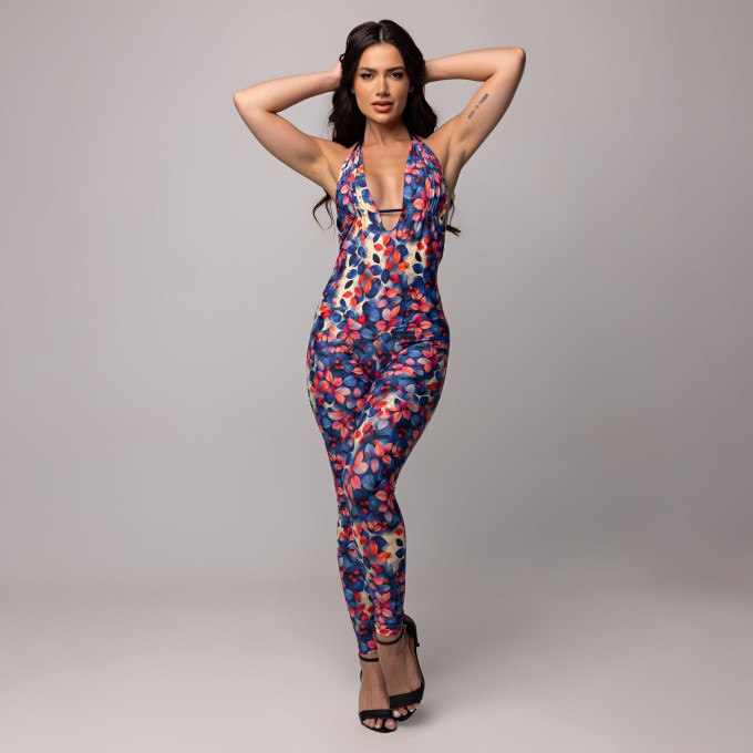 Macacão V Tie Estampado