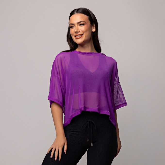 Blusa Tule Curta Roxo