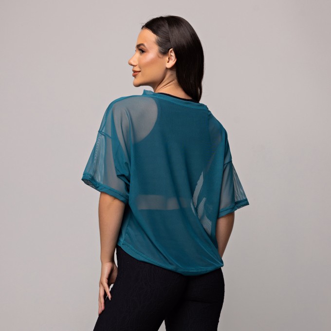 Blusa Tule Curta Azul