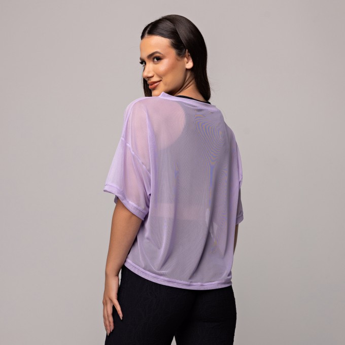 Blusa Tule Curta Lilas