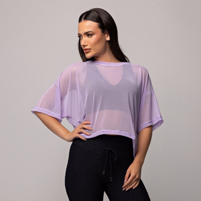 Blusa Tule Curta Lilas