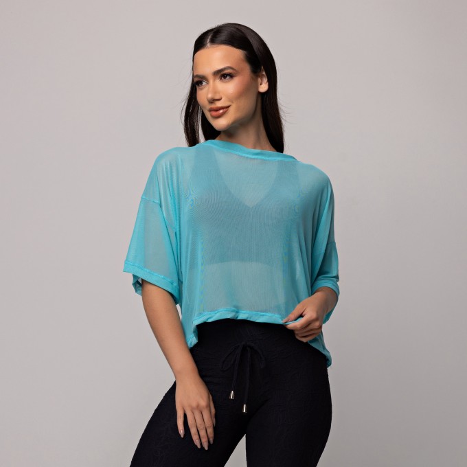 Blusa Tule Curta Ciano