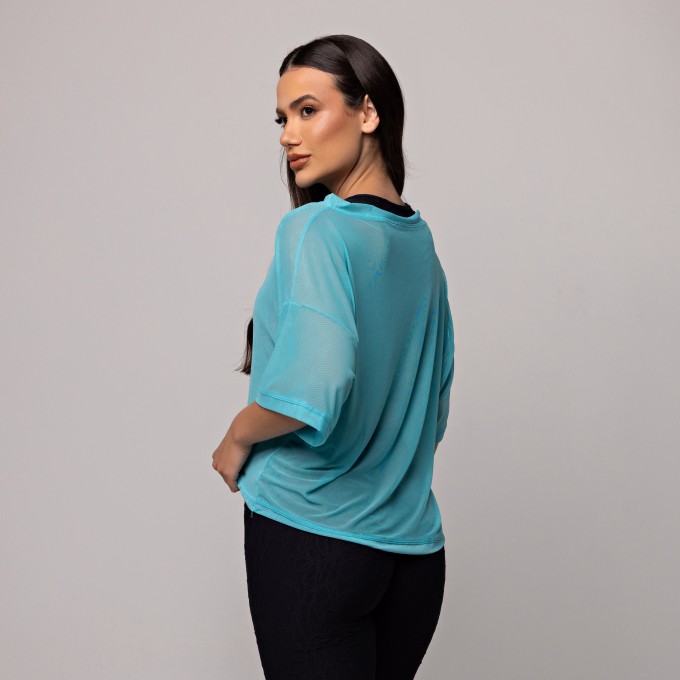 Blusa Tule Curta Ciano
