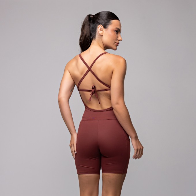 Macaquinho Compression com Bolso Marrom