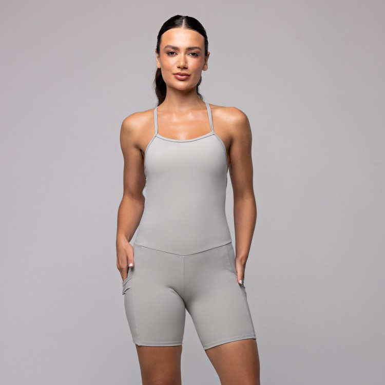 Macaquinho Compression com Bolso Cinza