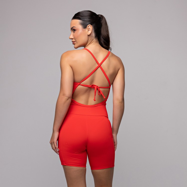 Macaquinho Compression com Bolso Vermelho