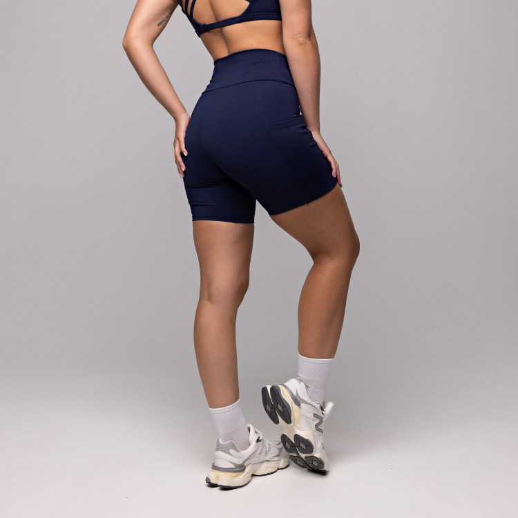 Short Compression com Bolso Azul Marinho