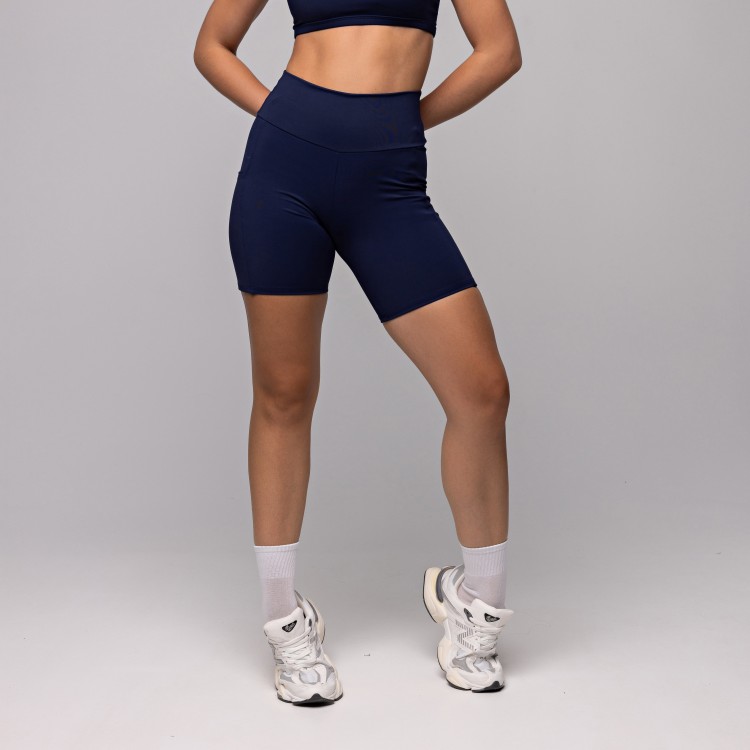 Short Compression com Bolso Azul Marinho