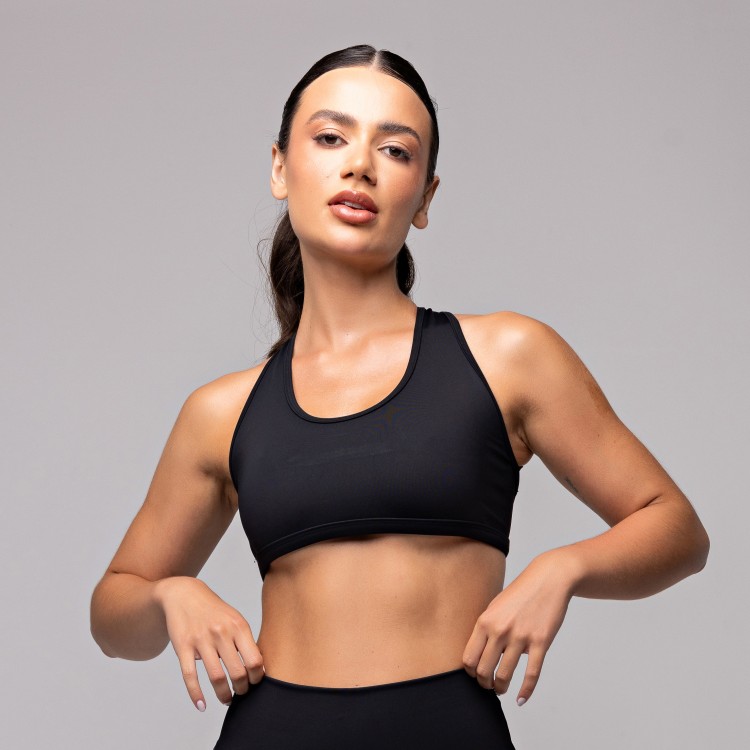 Top Compression Entrelaçado Preto