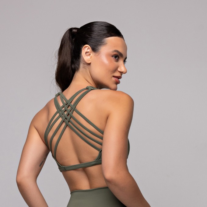 Top Compression Entrelaçado Verde