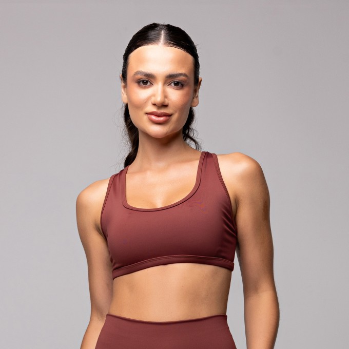 Top Compression Entrelaçado Marrom