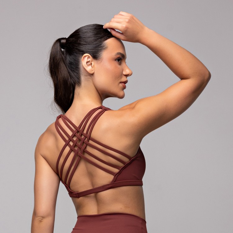 Top Compression Entrelaçado Marrom