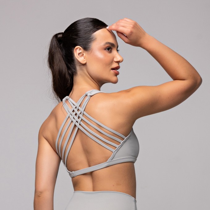 Top Compression Entrelaçado Cinza