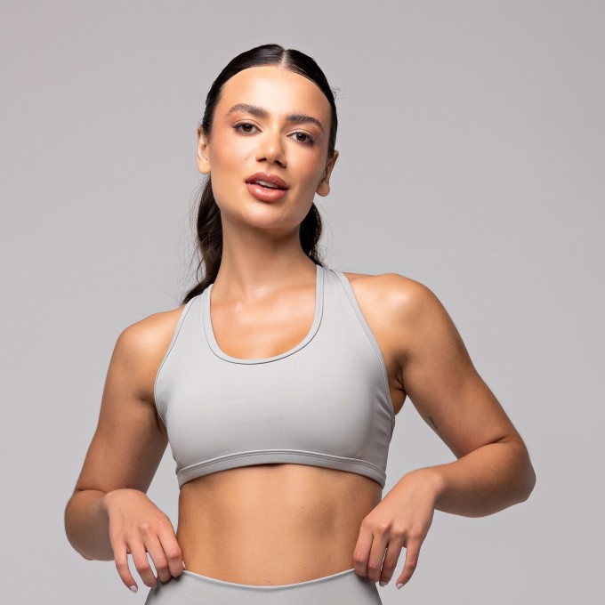 Top Compression Entrelaçado Cinza